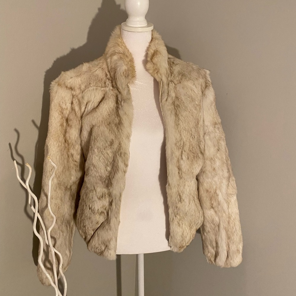 Rabbit Fur Bomber Coat